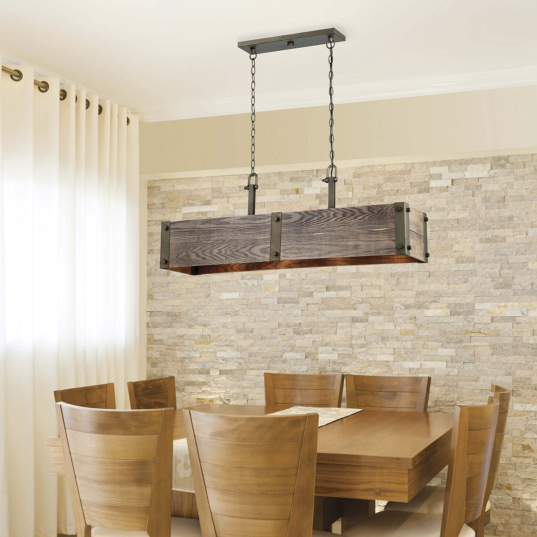 Nuvo 60/6424 Winchester 4-Light Trestle Pendant Bronze & Aged-Wood Finish