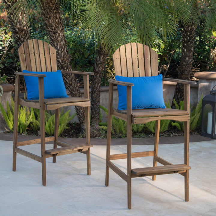 Christopher Knight Home Malibu Outdoor Acacia Wood Adirondack Barstools 2-Pcs Brown