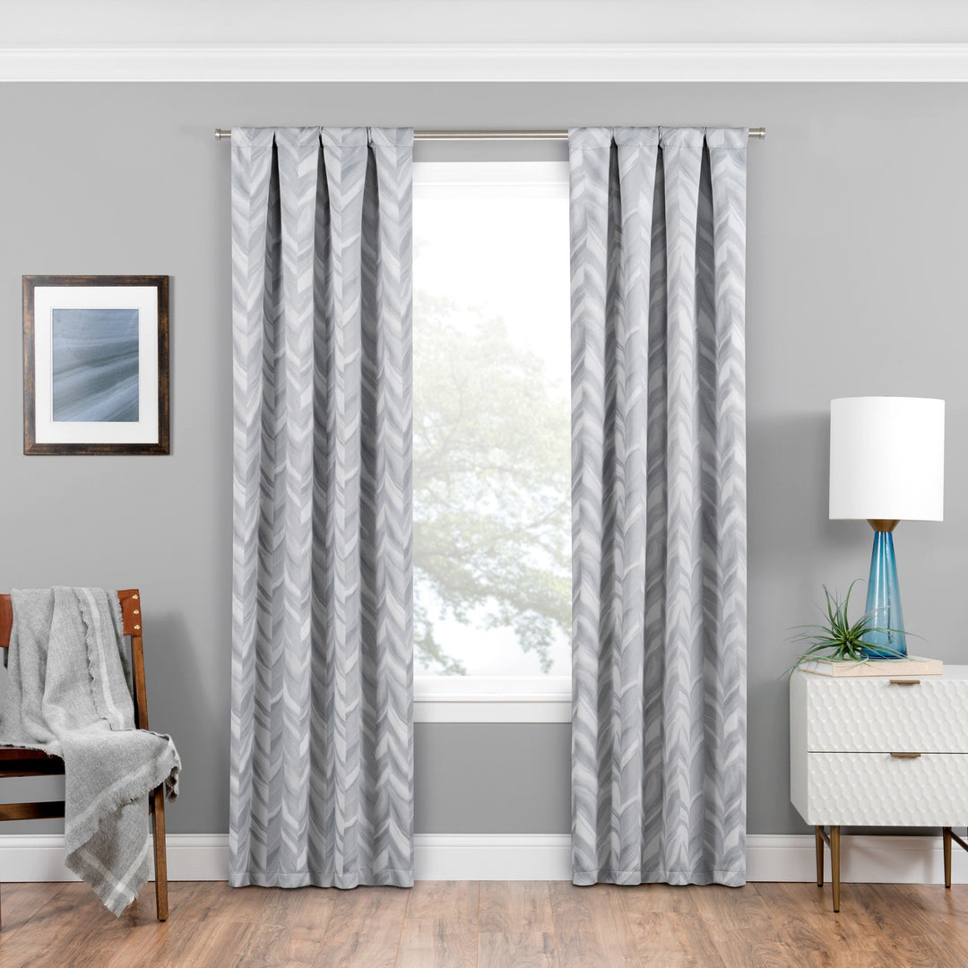 ECIPSE Haley Thermal Insulated Single Panel Rod Pocket Darkening Curtains for 63 Inches - Silver