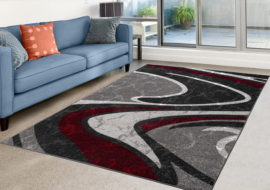 Ladole Rugs Innovative Spirals Abstract Pattern Area Rug Living Room Bedroom 5'3" x 7'6" (160cm x 230 cm)