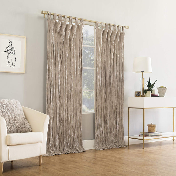 No. 918 Odelia Distressed Velvet Tab Top Curtain Panel, Single Panel