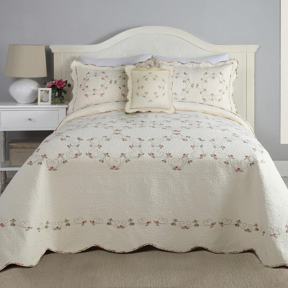 MODERN HEIRLOOM Felisa Bedspread Ivory/Pink