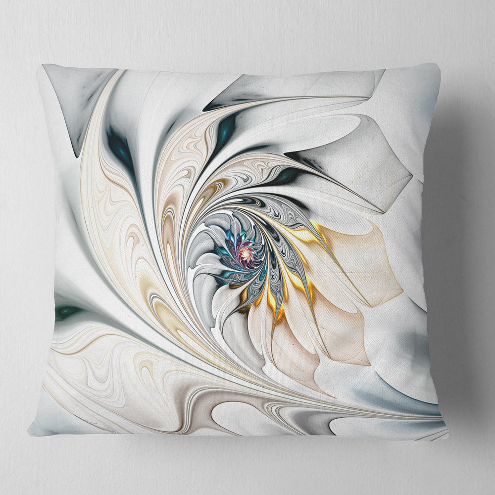 Designart White Stained Glass Art' Floral Throw Living Room Sofa Pillow Insert + 16 in. x 16 in.