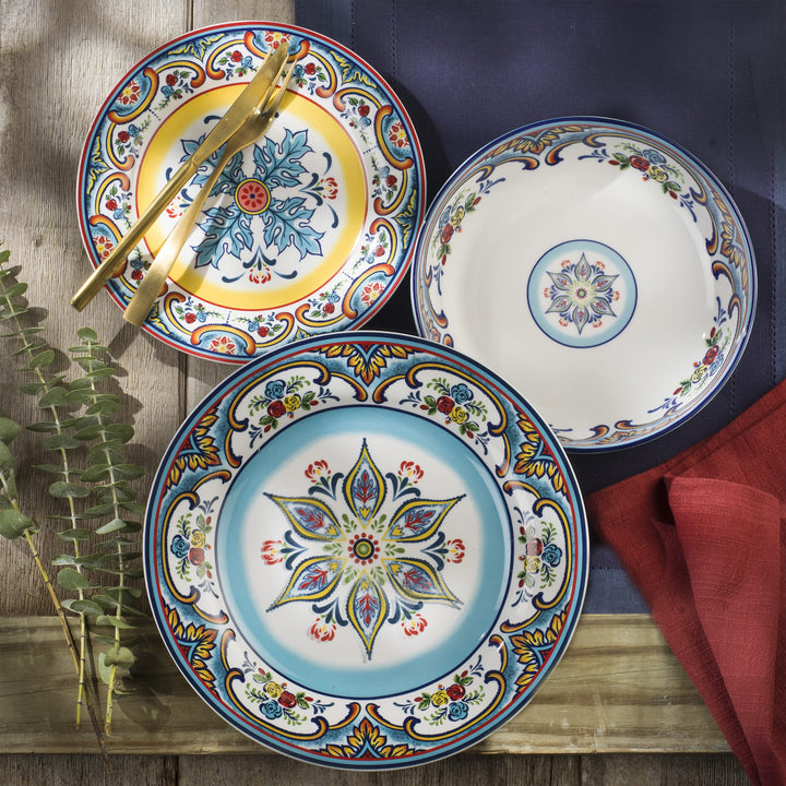 Euro Ceramica Zanzibar Collection Vibrant 8.7" Ceramic Salad/Dessert Plates