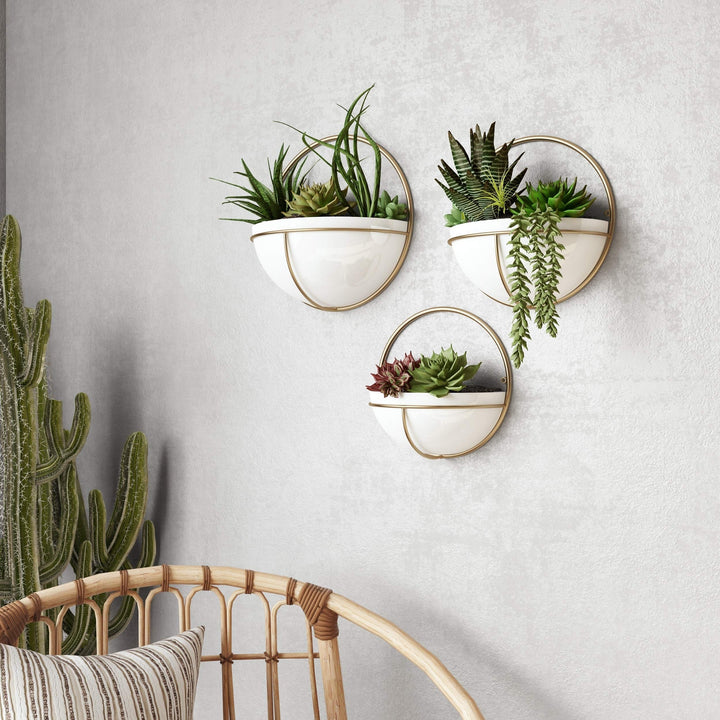 Modern Wall Planters (Set of 3) - 13" h X 13" w X6.5 d/11.5 11.5 X5.5/