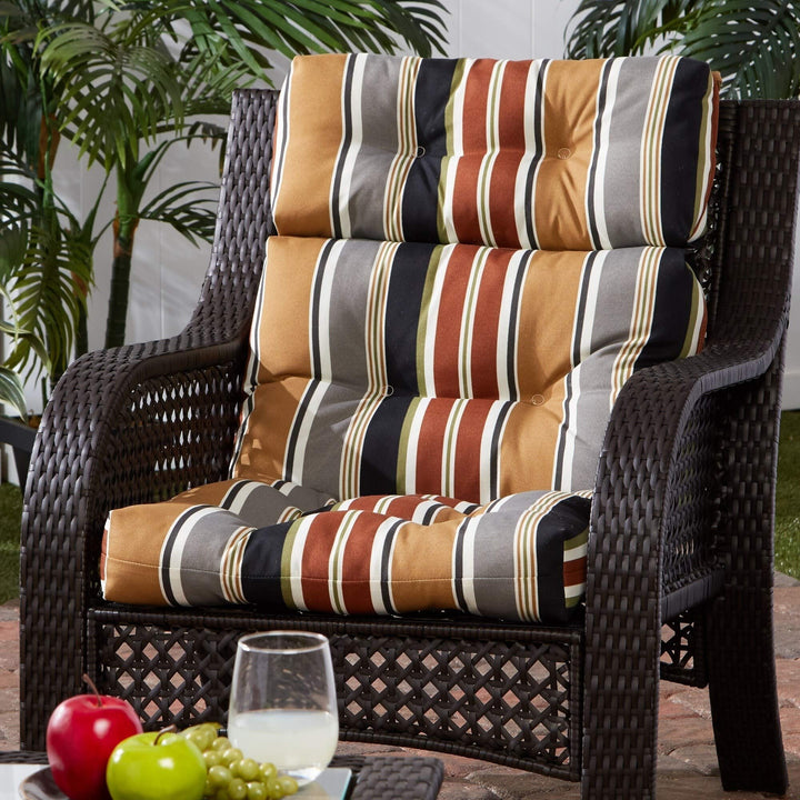 Brick 22-inch X 44-inch Outdoor High Back Chair Cushion Brown Grey