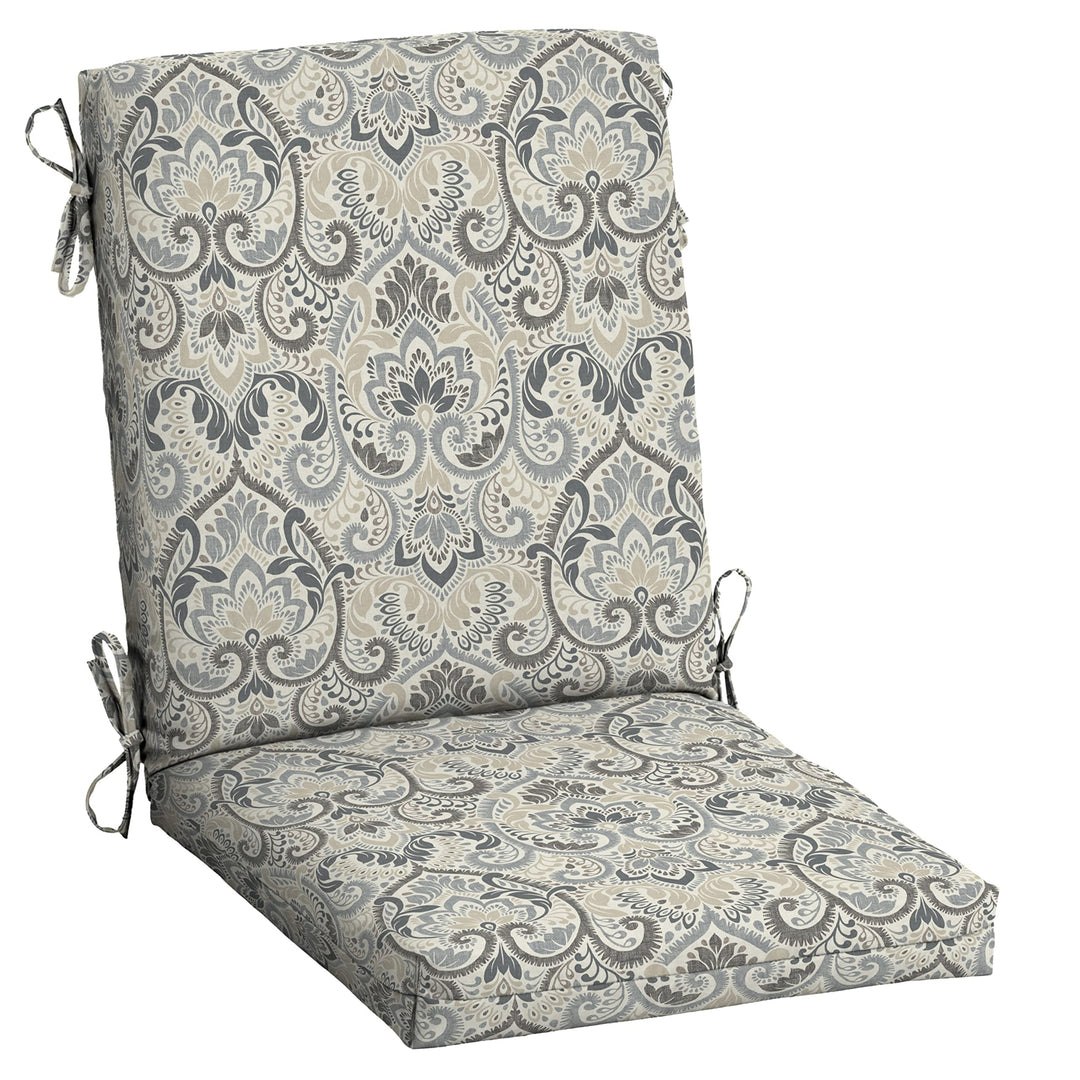 Arden Selections Outdoor Dining Chair Cushion 20 x 20 Rain-Proof Fade 44 in L x 20 in W x 3.5 in H - Neutral Aurora Damask