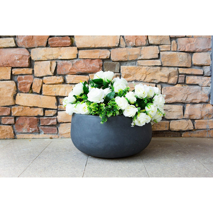 Lightweight Concrete Modern Low Bowl Cement Planter-Medium - 15.7'x15.7'x7.9'