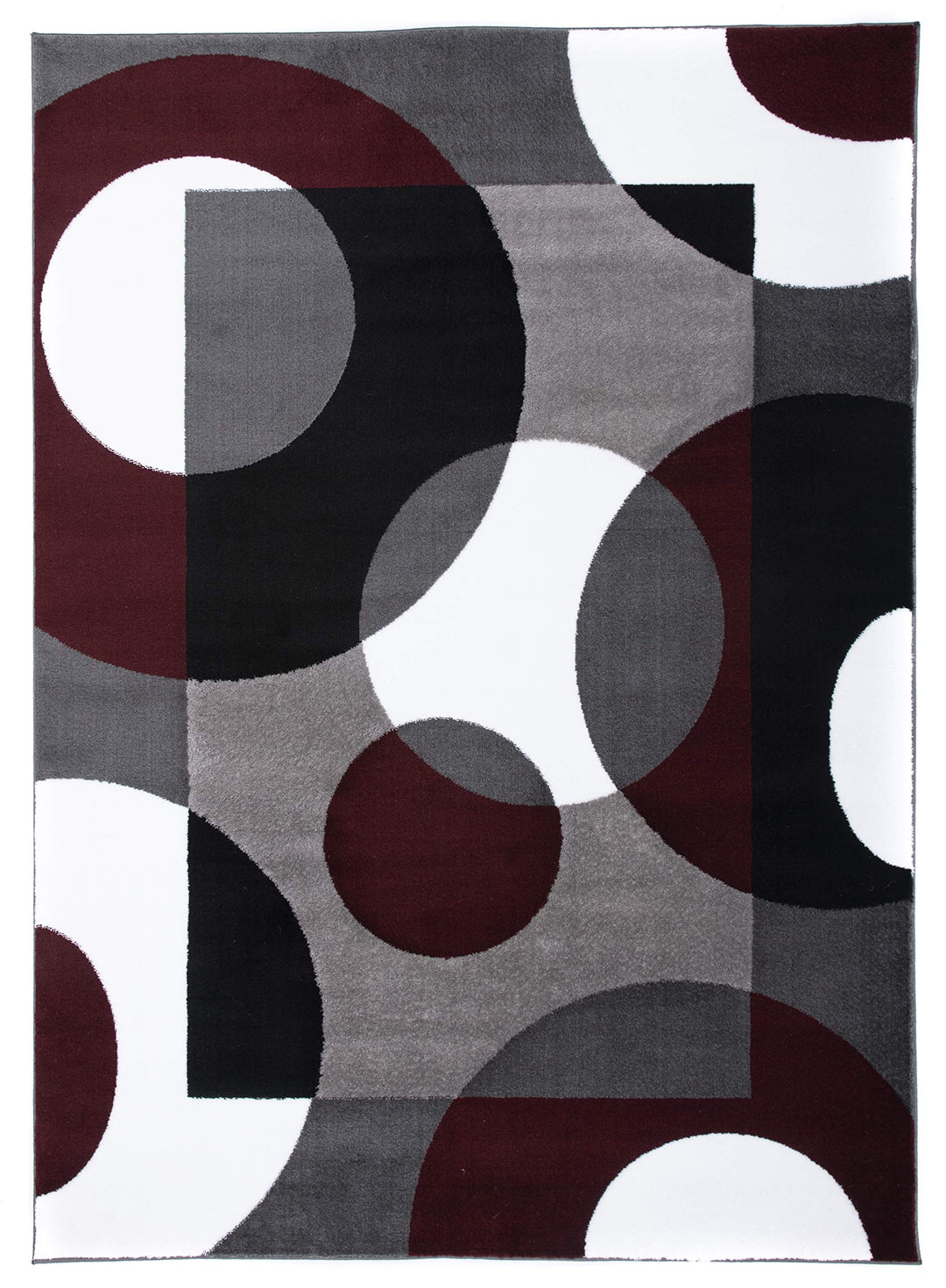 Rugshop Modern Circles Carpet Easy Maintenance for Home Office Living Room 6'6" x 9' - Burgundy