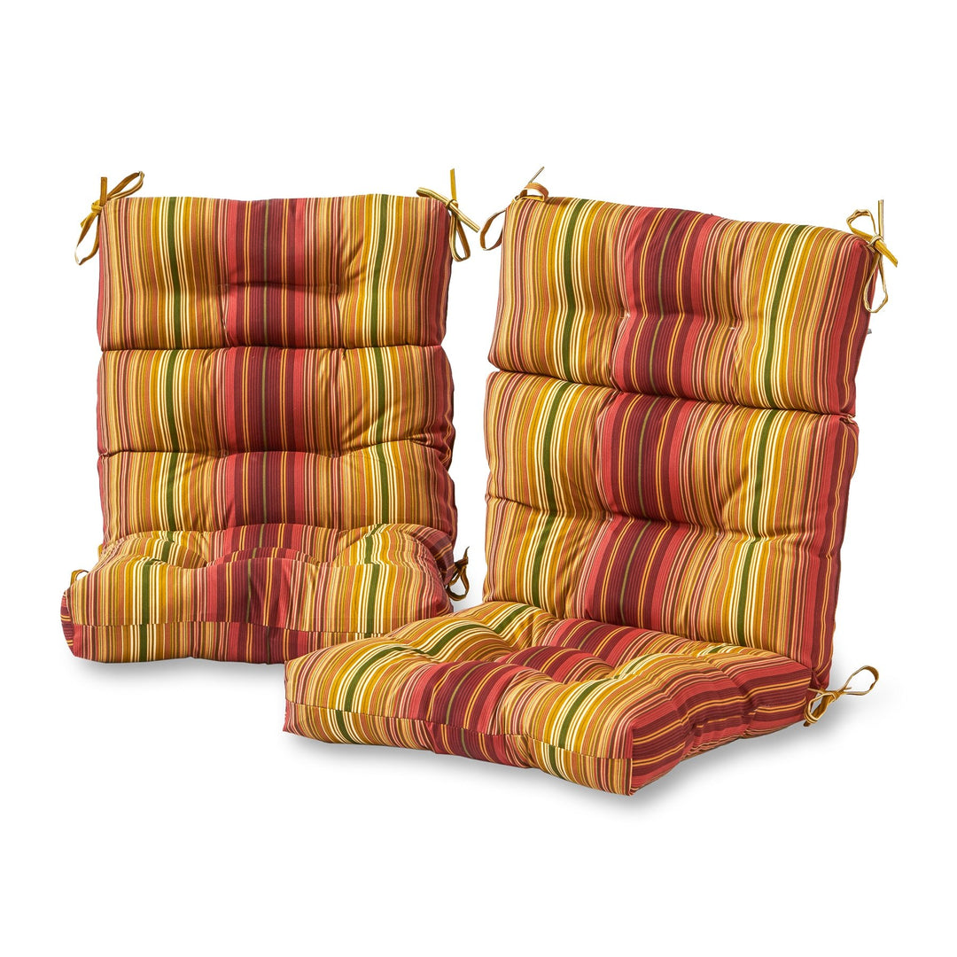 3-section Contemporary Outdoor Kinnabari Stripe High Back Chair Cushion (Set