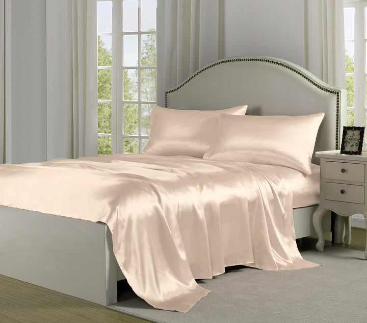 Belles & Whistles Satin Charmeuse Sheet Set Ivory Queen Queen - Ivory