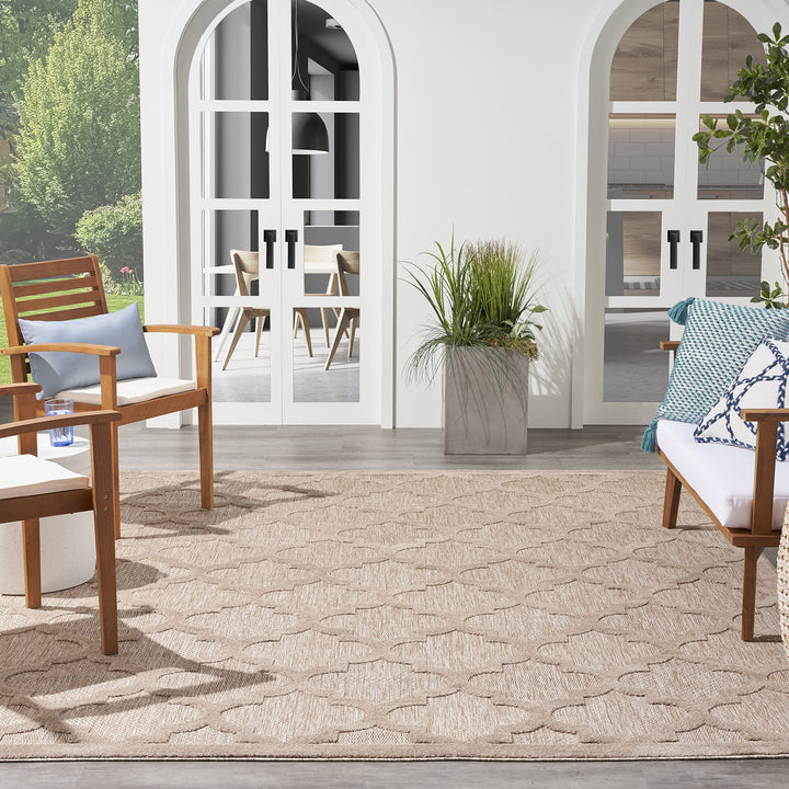 Nourison Easy Care Moroccan Natural Beige 8' x 10' Area Rug Trellis Easy 8' x 10' - Natural/Beige