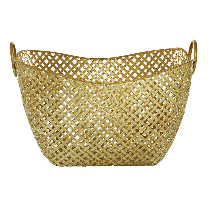 Large Gold Metal Basket 16.75" X 11.5 17 X 13 11