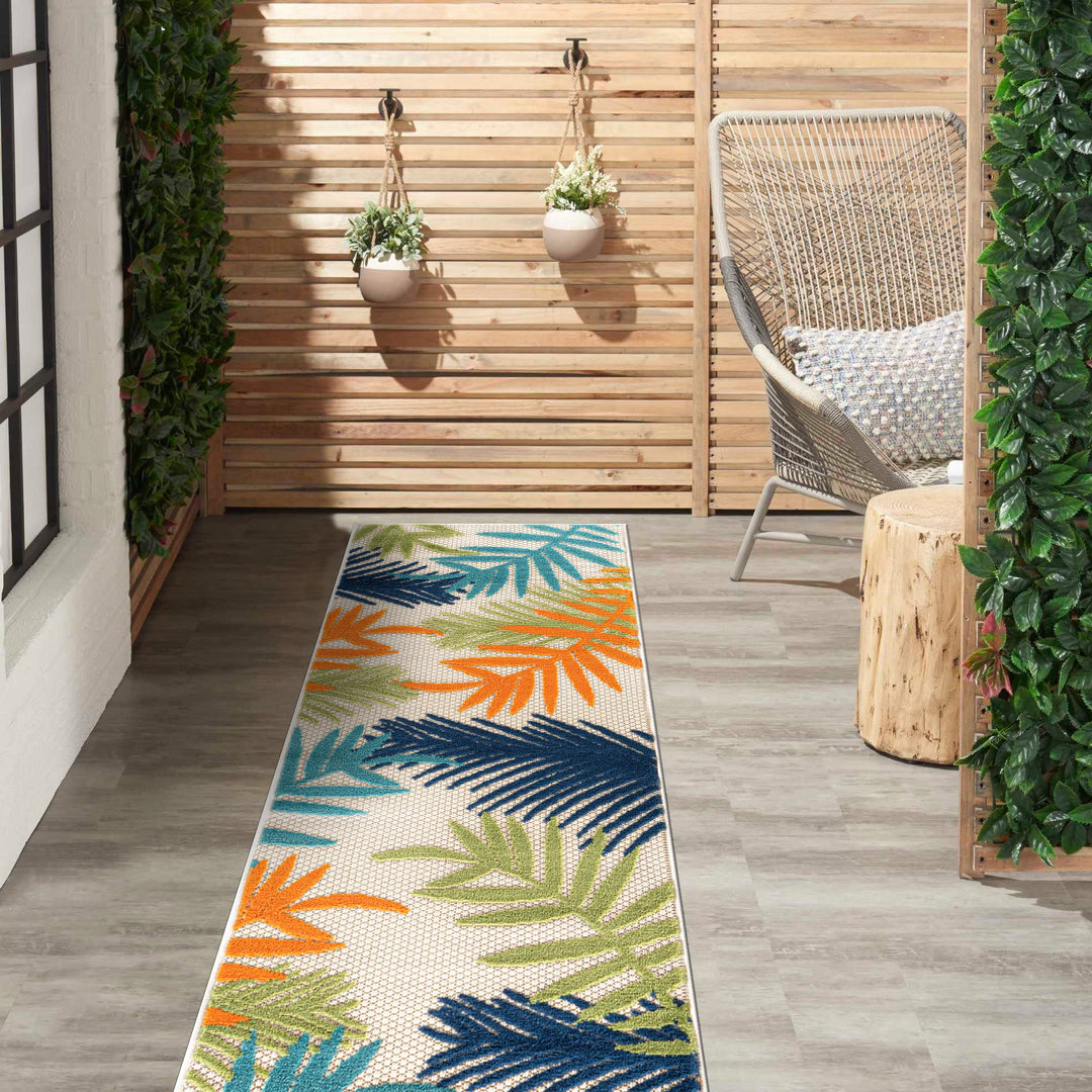 Rugshop Evora Palm Frond Non-Shedding Patio Deck Backyard Indoor/Outdoor 2'x7' Runner - Multi