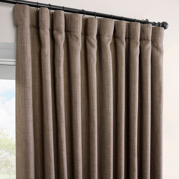 Exclusive Fabrics Faux Linen Extra Wide Room Darkening Curtains (1 Panel)