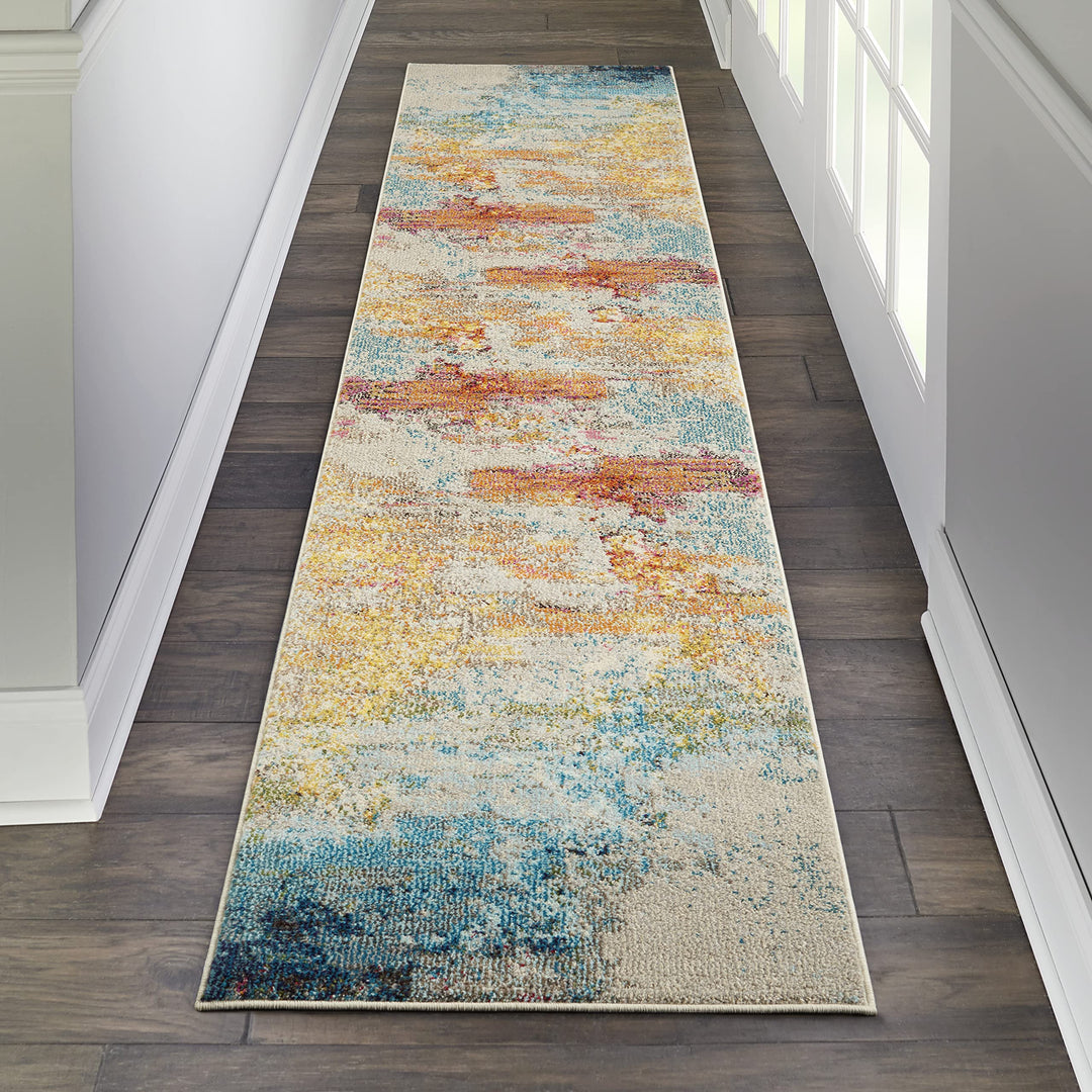 Nourison Celestial Modern Abstract Sealife 2'2" x 10' Area -Rug Easy -Cleaning 2'2" x 10' Runner - Sealife