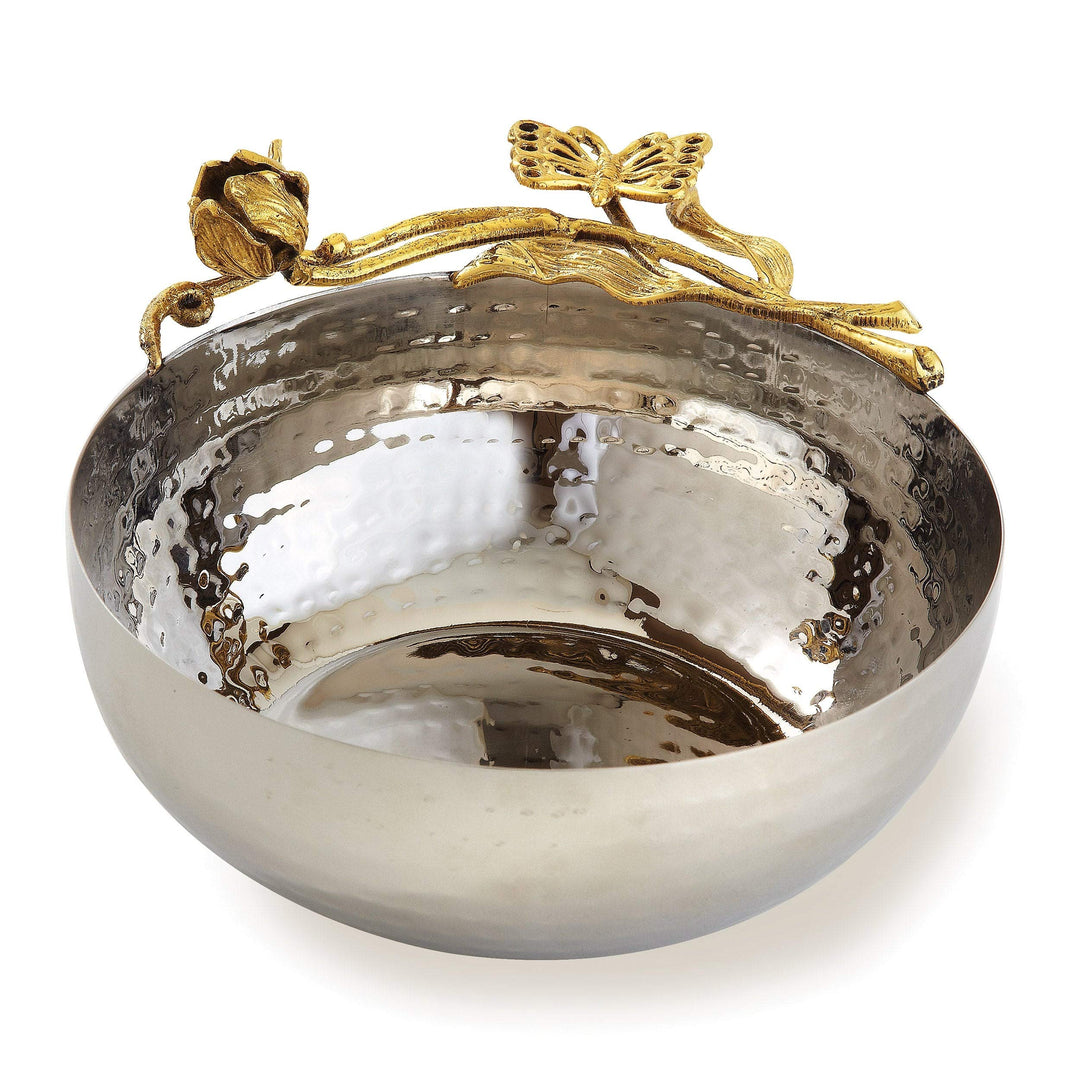 Gold Butterfly Bowl 6" Diameter Metal 1 Piece