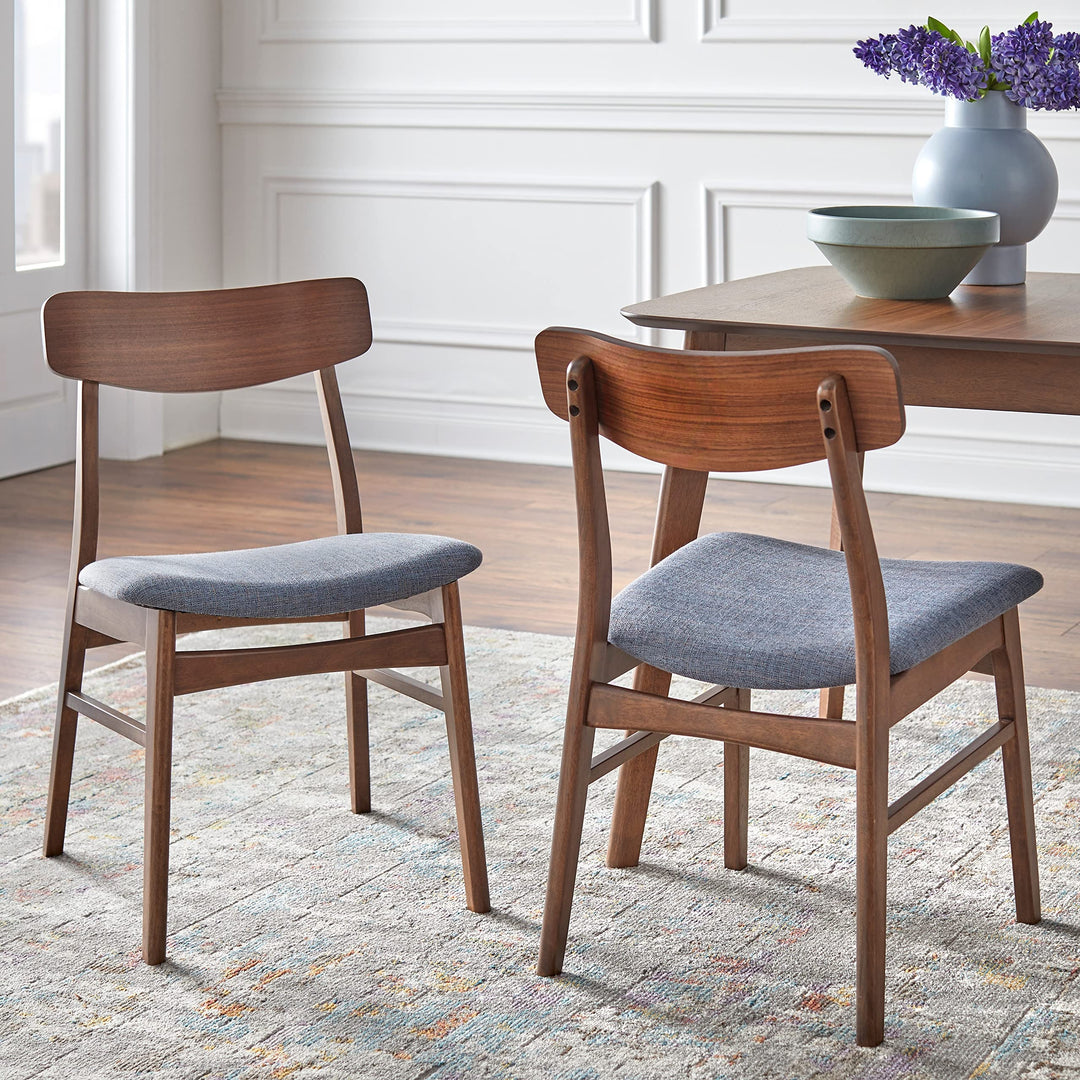 Solid Wood Wave Dining Chair (Set of 2) Brown Mid-Century Modern Upholstered