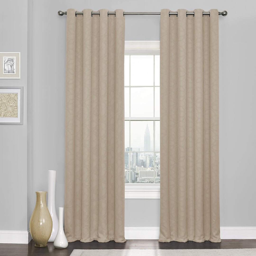 Eclipse Blackout Curtains for Bedroom - Kingston 52" x 95" Insulated Darkening 95 Inches - Natural