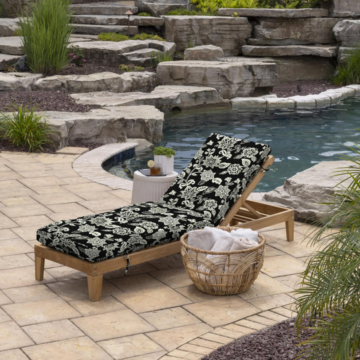 Arden Selections Outdoor Plush Modern Tufted Chaise Cushion 76 x 22 Water Ashland Jacobean