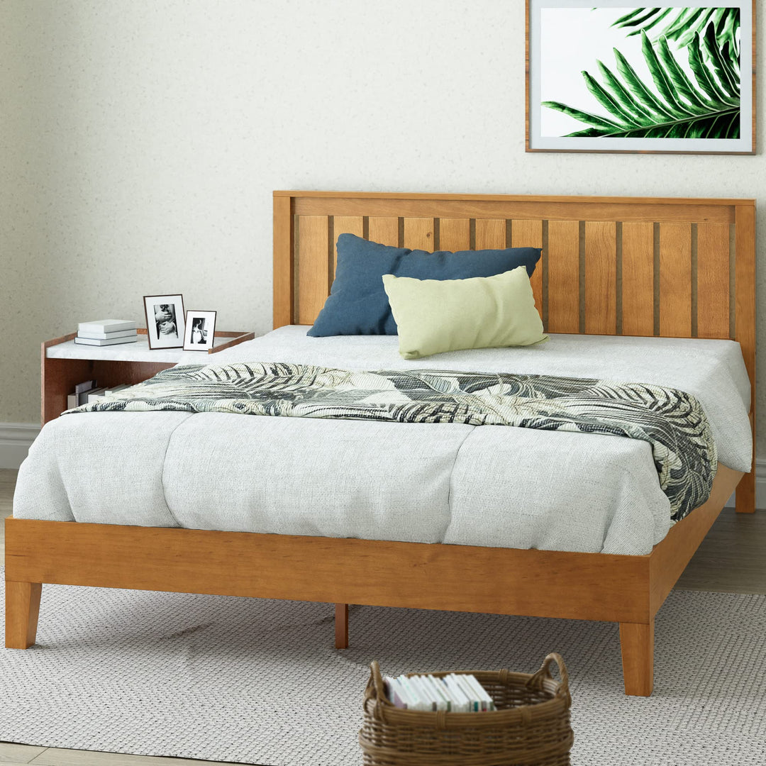 ZINUS Alexis Deluxe Wood Platform Bed Frame with Headboard Wood Slat Support King