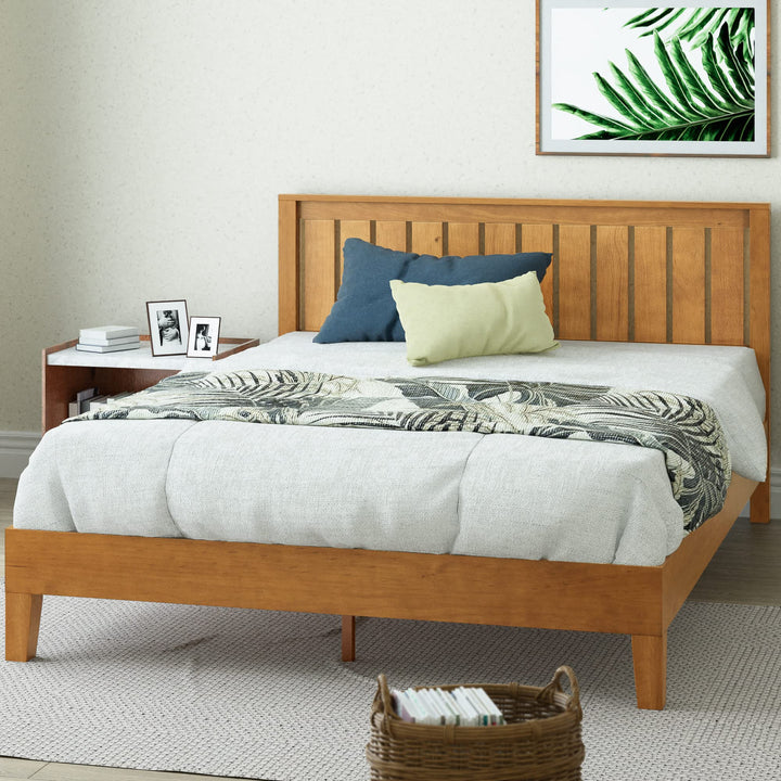 ZINUS Alexis Deluxe Wood Platform Bed Frame with Headboard Wood Slat Support King