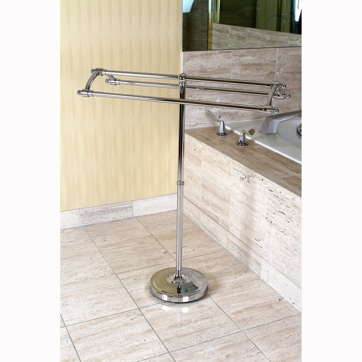 Kingston Brass Chrome Pedestal Round Plate Towel Rack - Silver