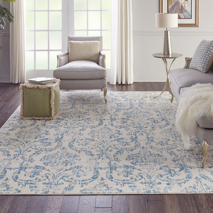 Nourison Jubilant Vintage Farmhouse Damask Area Rug