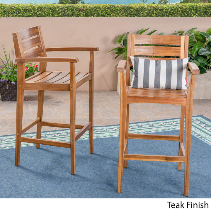 Christopher Knight Home Lera Outdoor Rustic Acacia Wood Barstool (Set of 2) Teak