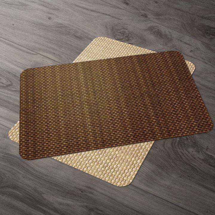 Natural Basket Weave Design Reversible Easy Plastic Placemat Set of 4 Made in