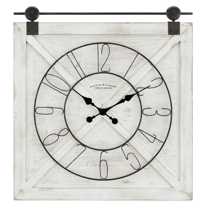 FirsTime & Co. Farmstead Barn Door Wall Clock for Home Office Kitchen