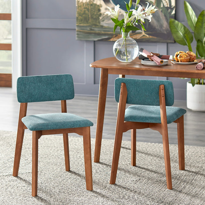 Nettie Upholstered Dining Chair (Set of 2) Brown Mid-Century Modern Contemporary Set of 2 - Walnut/Teal