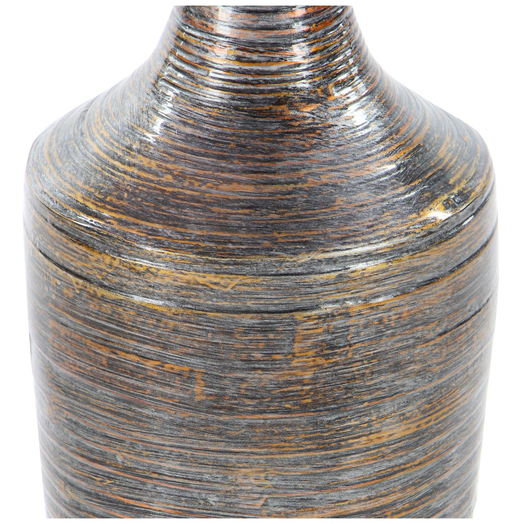 Dark Brown Bamboo Traditional Vase 23 X 8 Wood