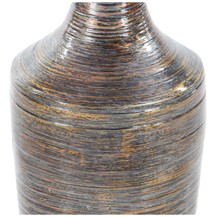 Dark Brown Bamboo Traditional Vase 23 X 8 Wood