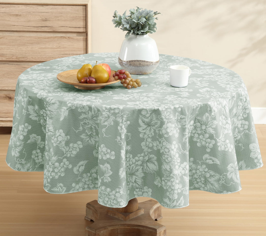 Home Bargains Plus 70 Inch Round Vinyl Tablecloth with Flannel Backing 70" Round - Sage