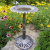 Oakland Living Corporation Premium Sunflower Bird Bath Silver Silver/Black