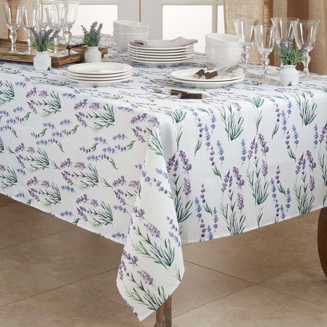 SARO LIFESTYLE Lavender Print Tablecloth Lavender 65"x104"