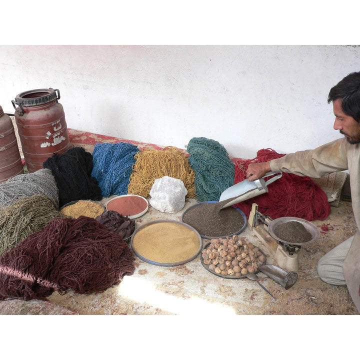 Handmade Wool/Jute Pouf Green Red Tan Geometric Traditional Pattern Specialty