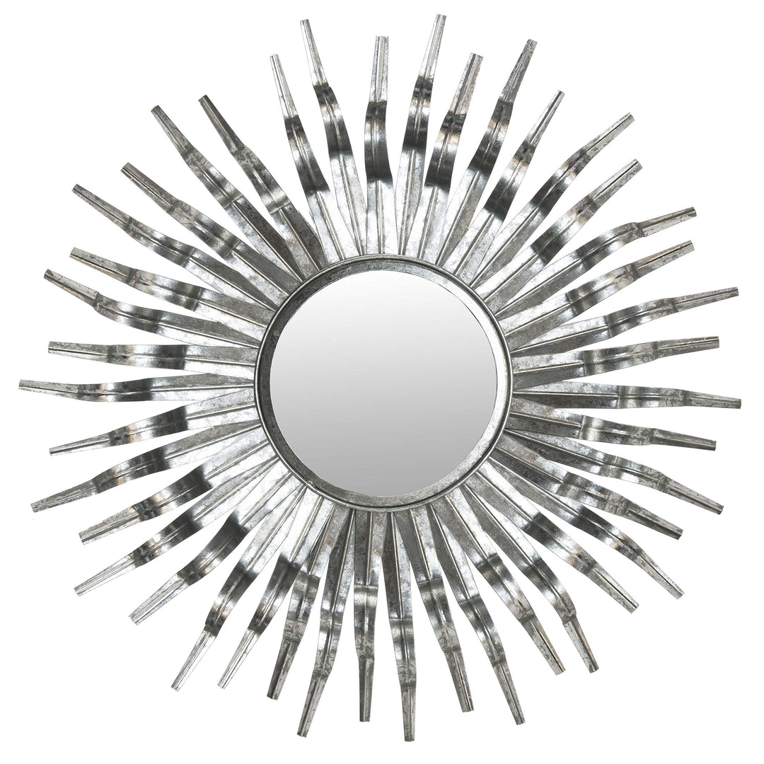 Large Silver Sunburst Mirror Midcentury Bursting Round Decorative Wall Mounted