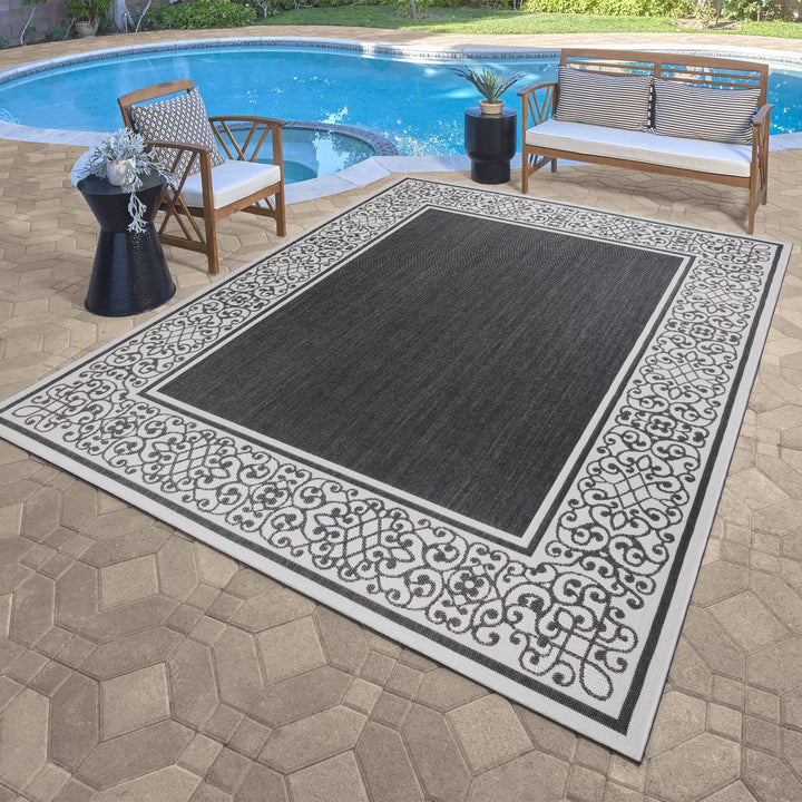 Gertmenian Indoor Outdoor Classic Flatweave Area Rug Stain & UV Resistant Carpet 8'9" x 13'1"