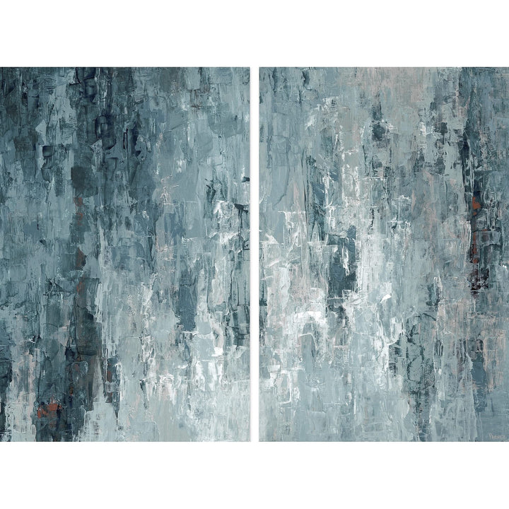 Parvez Taj Handmade Tainted Dark Blues Diptych 40 x 30