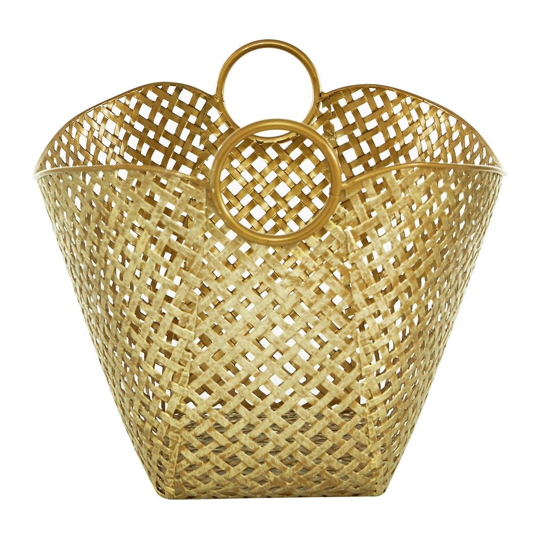 Large Gold Metal Basket 16.75" X 11.5 17 X 13 11