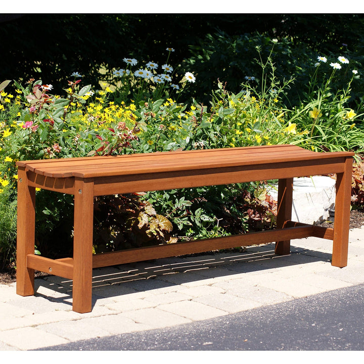 Eucalyptus 3-Person Backless Bench Brown Stained