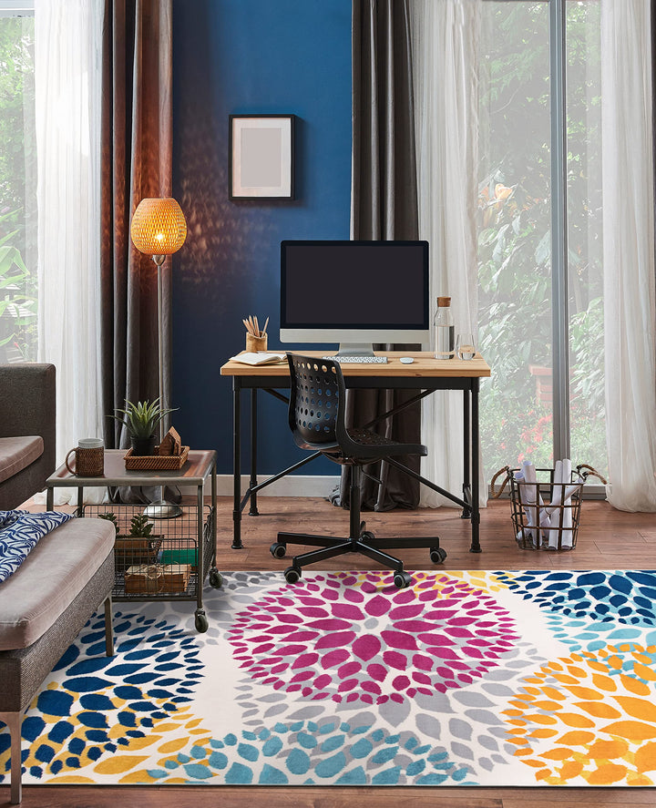 Rugshop Modern Floral Circles Area Rug