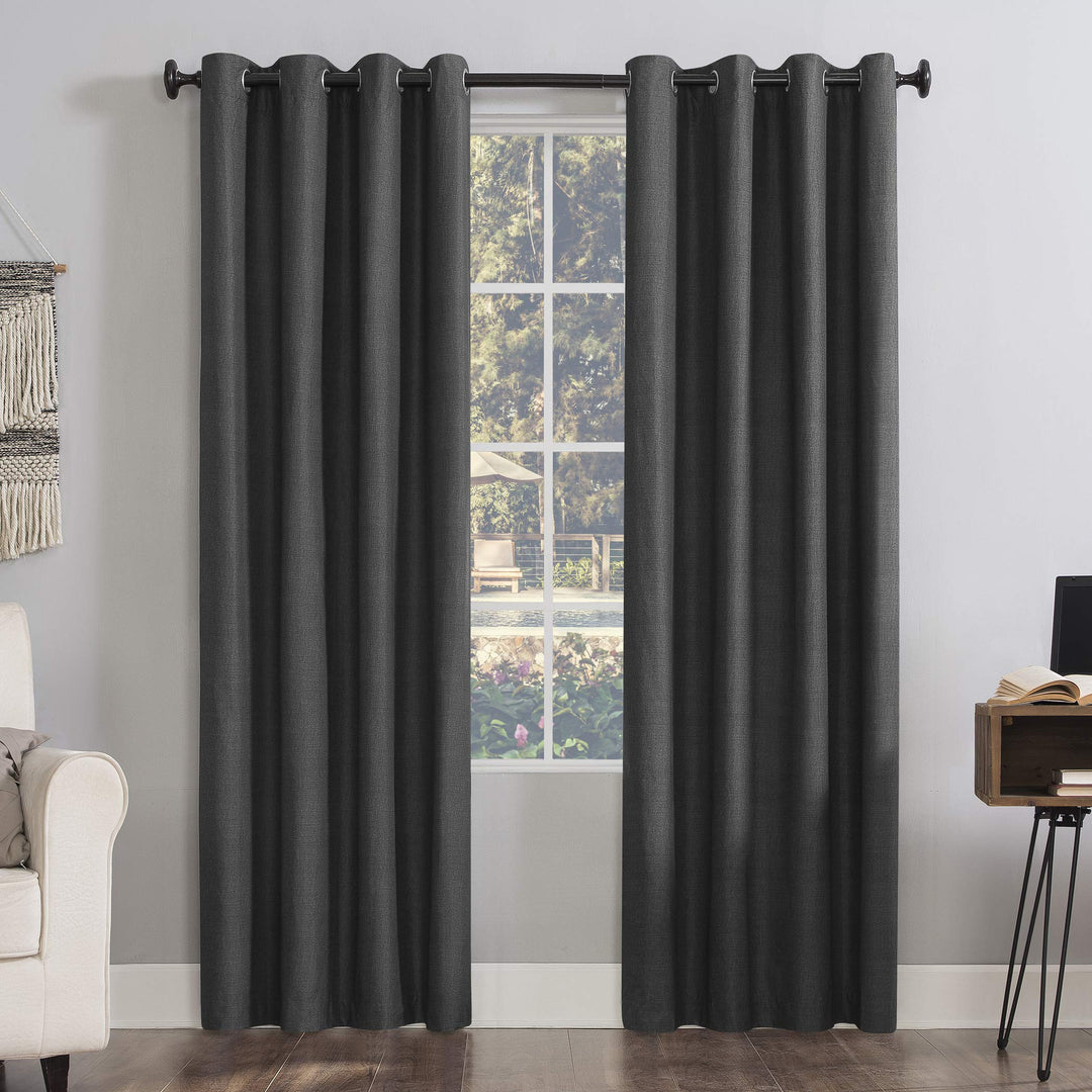 Sun Zero Columbia Thermal Insulated 100% Blackout Grommet Curtain Single Panel 50x63 - Charcoal