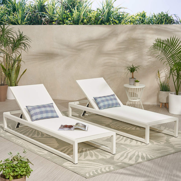 Christopher Knight Home Eudora Outdoor Chaise Lounge (Set of 2) Aluminum