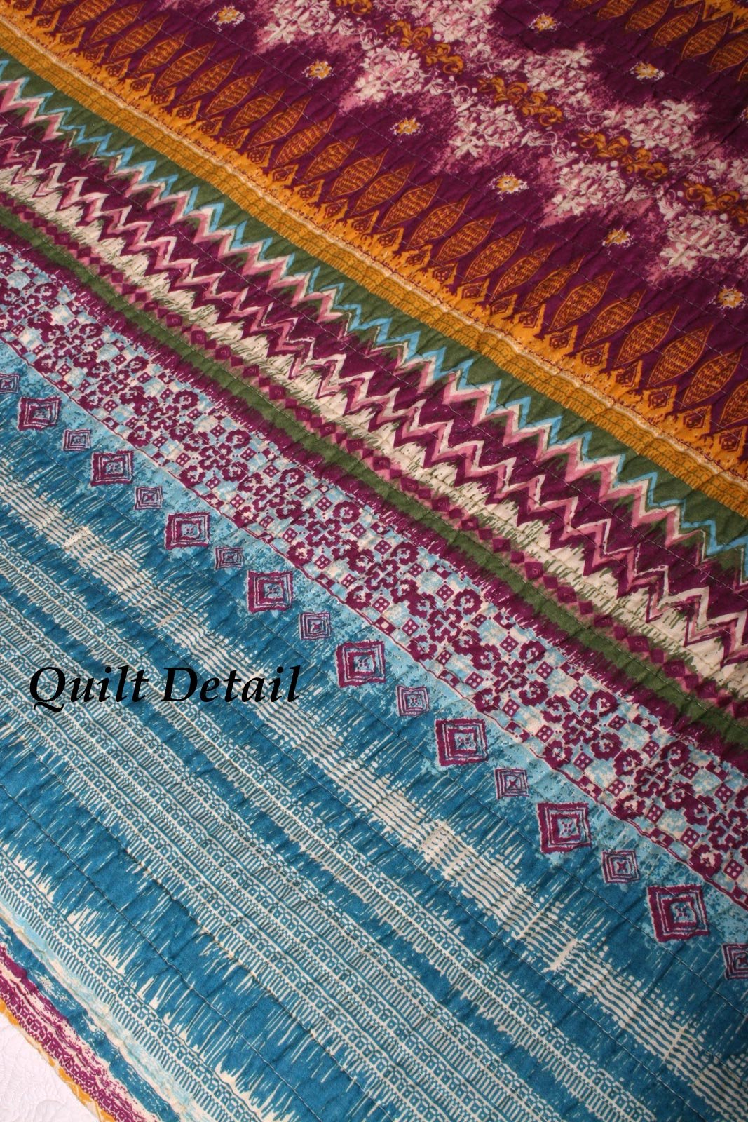 Quilted Lap Throw Blanket 100 Cotton Reversible Southwestern Printed Chevron Siesta