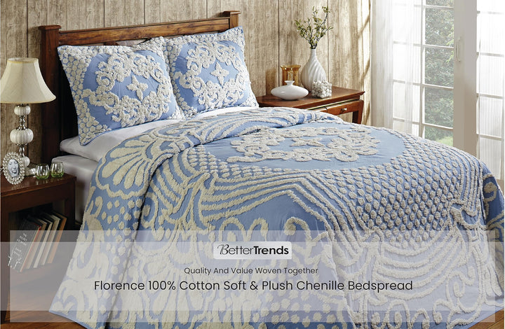 Better Trends 100% Cotton Chenille Bedspreads Size Florence Collection