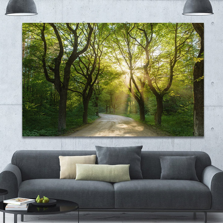 DESIGN ART Designart 'Evening in Green Forest' Extra Large Landscape Canvas 60 in. wide x 28 in. high