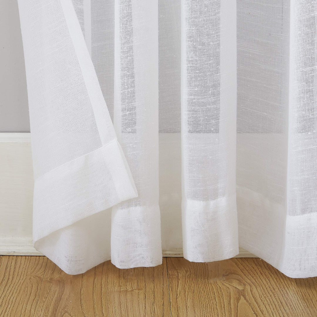 Archaeo - 54911 Slub Textured Linen Blend Grommet Top Curtain 52" x 95" White - Diamond Home USA